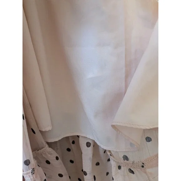 Madewell Maxi Dress Women's 6 Pink Polka Dot Ruffle Faux Wrap Lined V-Neck Zip - Picture 8 of 11